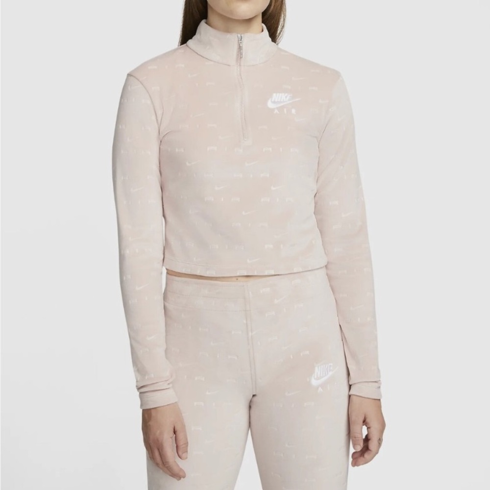Nike Women's Pale Pink Cropped Quarter-Zip Sweatshirt sport top